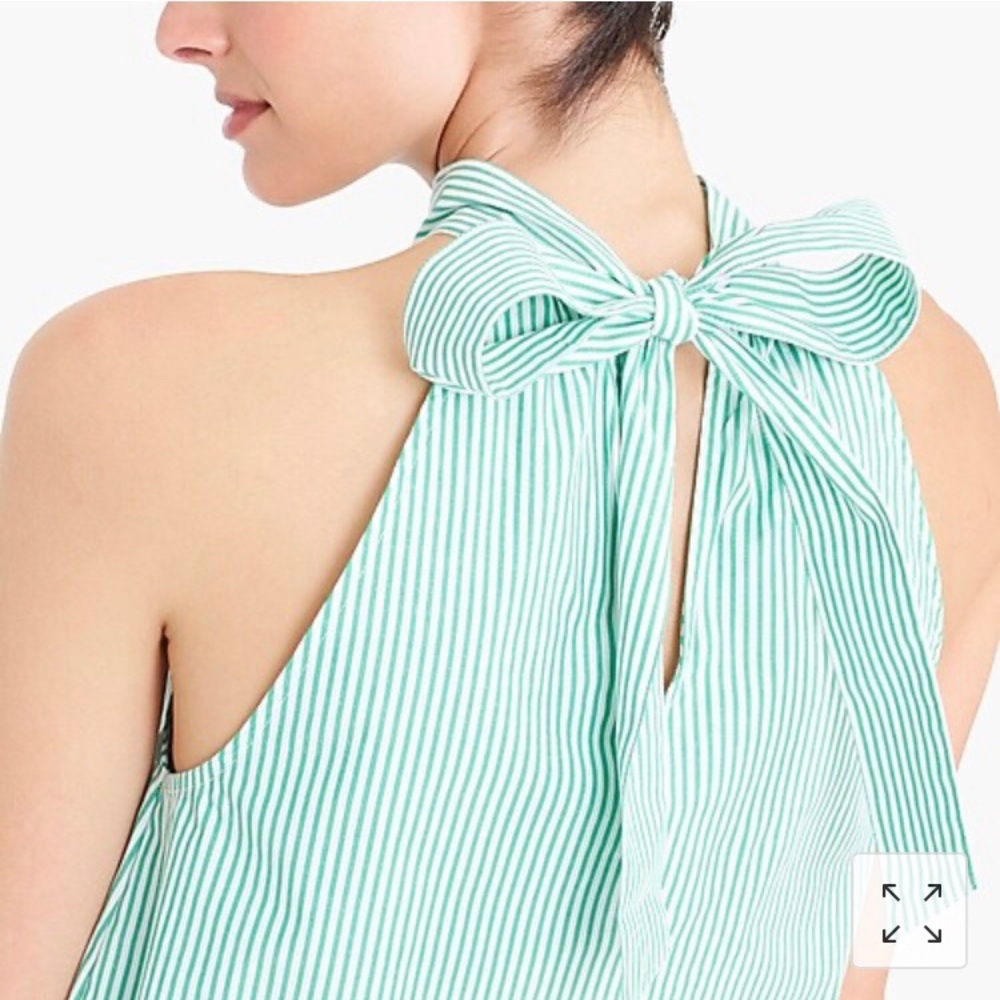 J. Crew Printed tie-neck top in cotton poplin